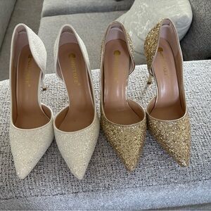 Glittery Gold and White Heels